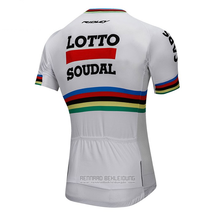 2018 Fahrradbekleidung UCI Weltmeister Lotto Soudal Wei Trikot Kurzarm und Tragerhose